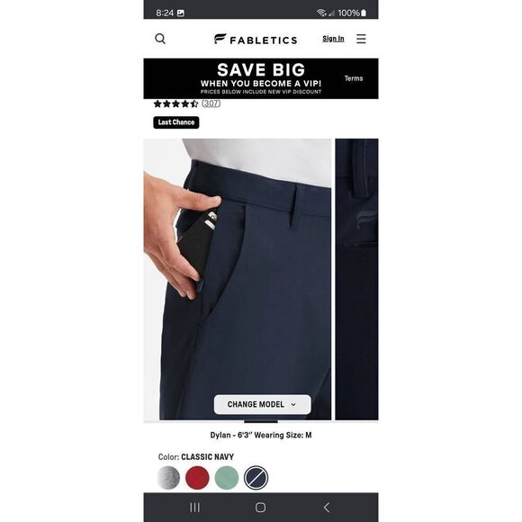New Small Fabletics Classic Navy Blue The Only Pants Water Resistant Lightweight - Picture 4 of 10